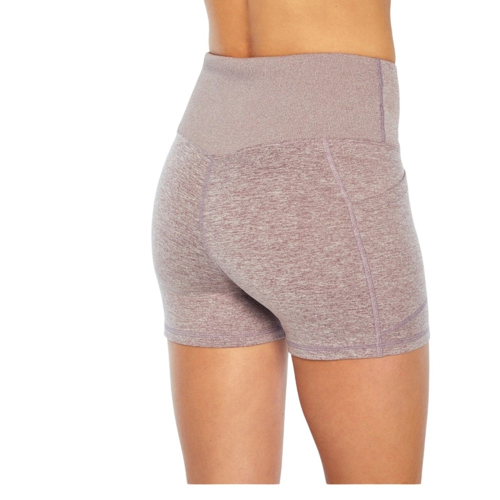 Zobha Bailey High Waisted Athletic Shorts Mauve Space Dye Heathered S workout